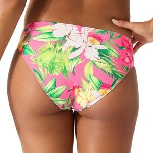 Tommy Bahama Orchid Garden Pink Reversible Shirred Bikini Bottom Size Small